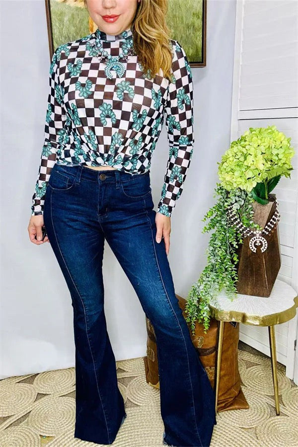 western turquoise jewels & checkered prints