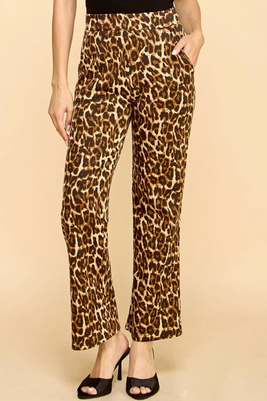 LEOPARD PRINT STRAIGHT PANTS