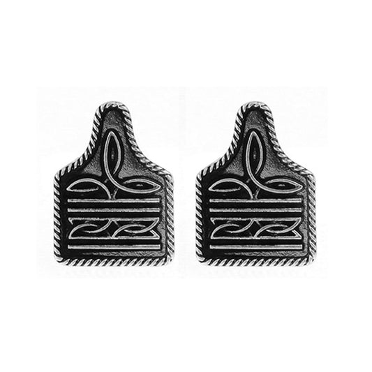 WESTERN BOOT STITCH EARRINGS - SILVER
