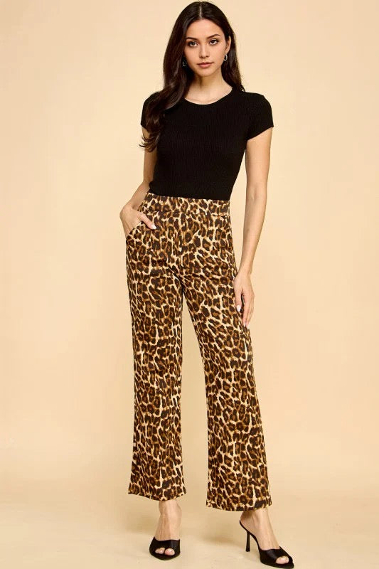 LEOPARD PRINT STRAIGHT PANTS