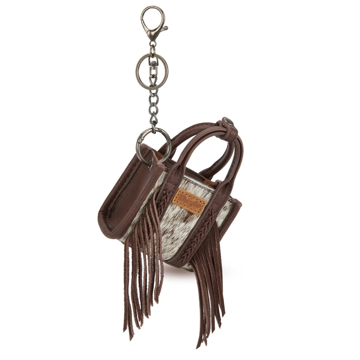 Wrangler Cowhide Mini Fringe Tote / Keychain Bag - Coffee