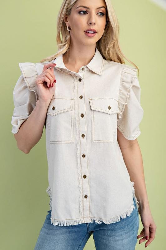 GIGIO DENIM RUFFLE SLEEVE