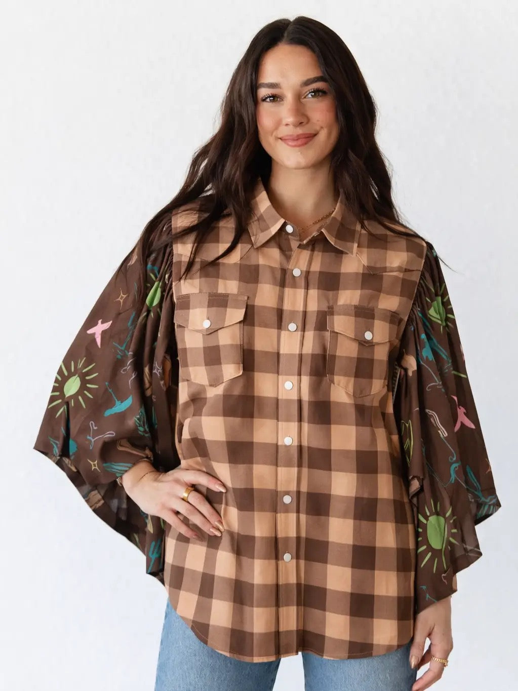 Brown Gingham w/ Neon Western