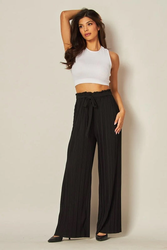 Black Tie Front Pleated Pant - Love Poem by Block