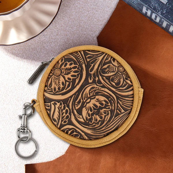 Wrangler Tooled Circular Coin Pouch Bag Charm