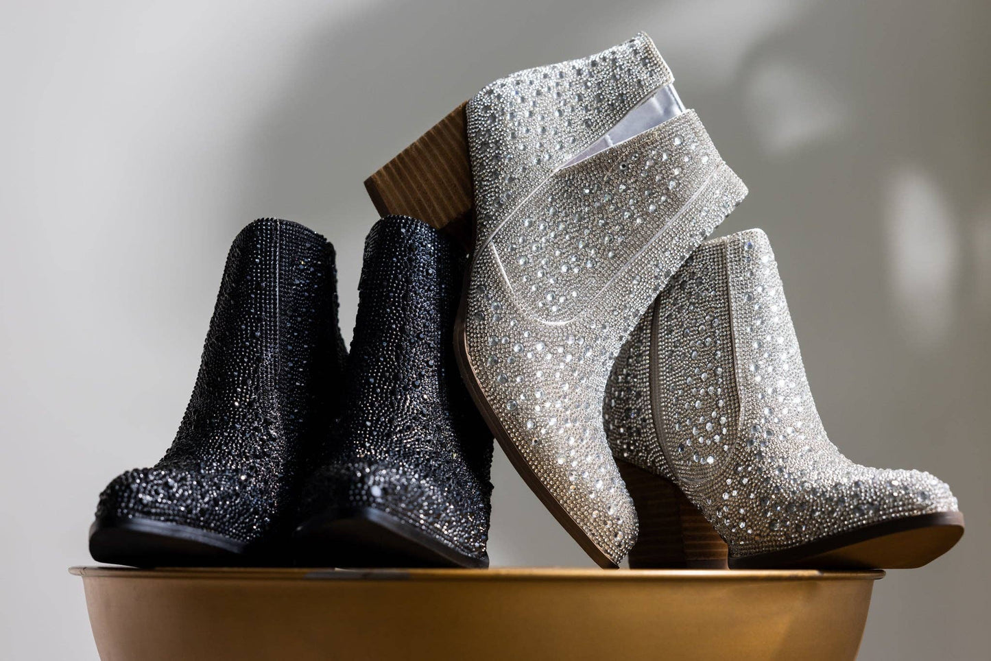 Shine Star Rhinestone Bootie in Black: 7.5