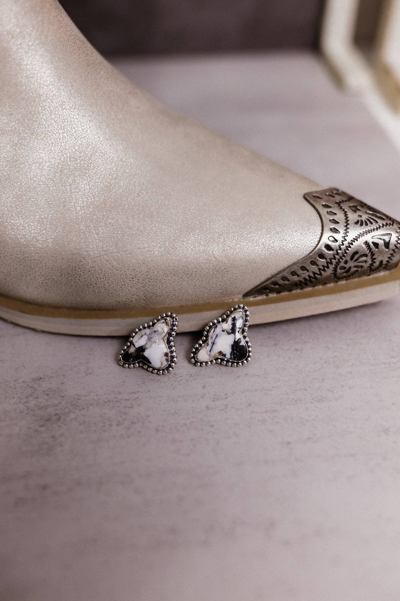 Lil Cow Slab Earrings: Turquoise / STUDS
