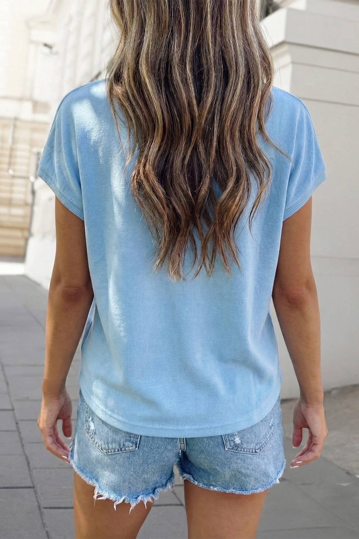 Textured Independence Day Cap Sleeve Top