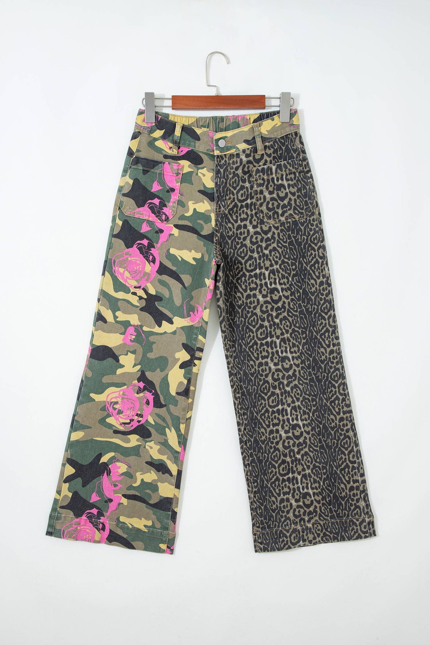 Fashion Leopard Camo Print Wide Leg Jeans | 4-16: Sky Blue Stripe / 6