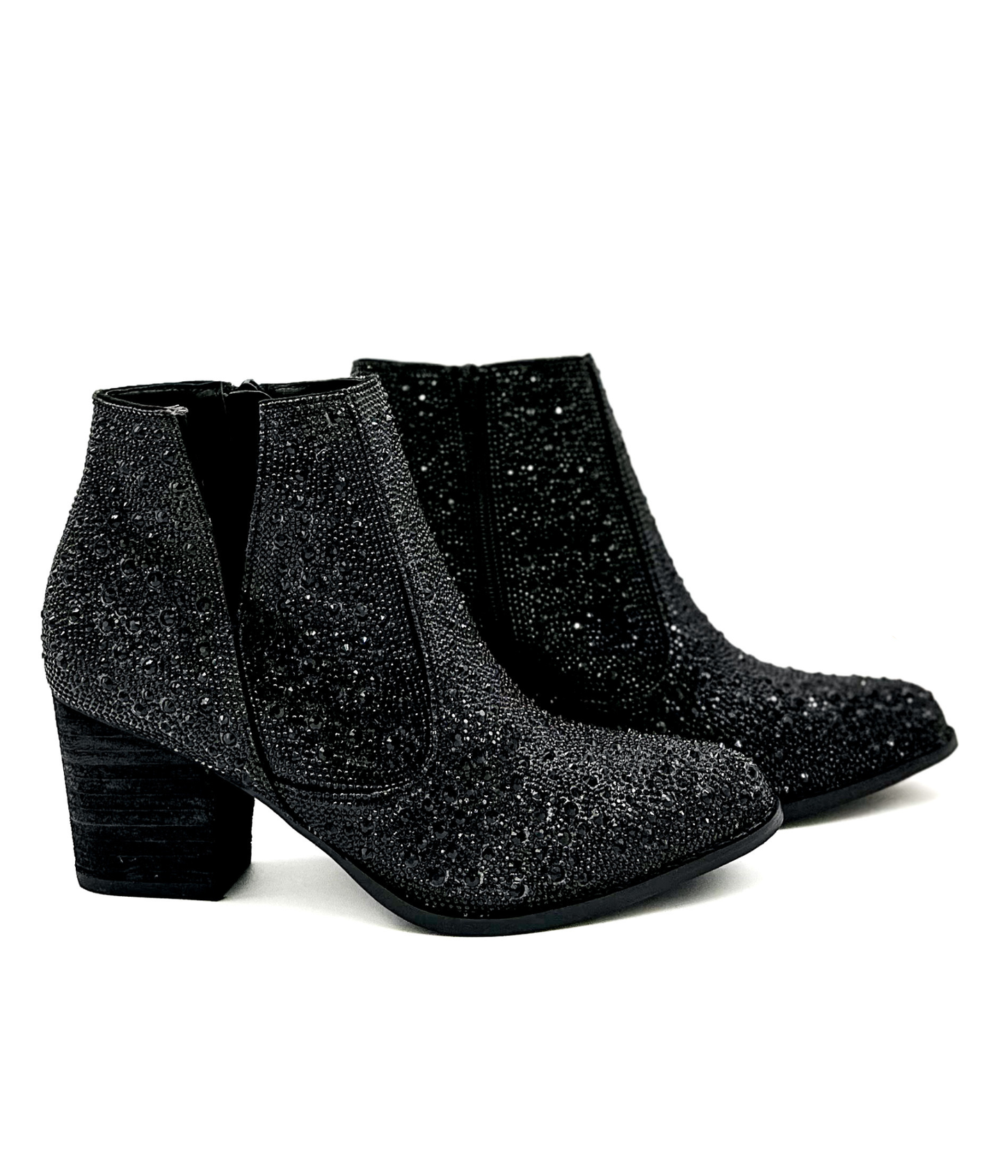 Shine Star Rhinestone Bootie in Black: 7.5