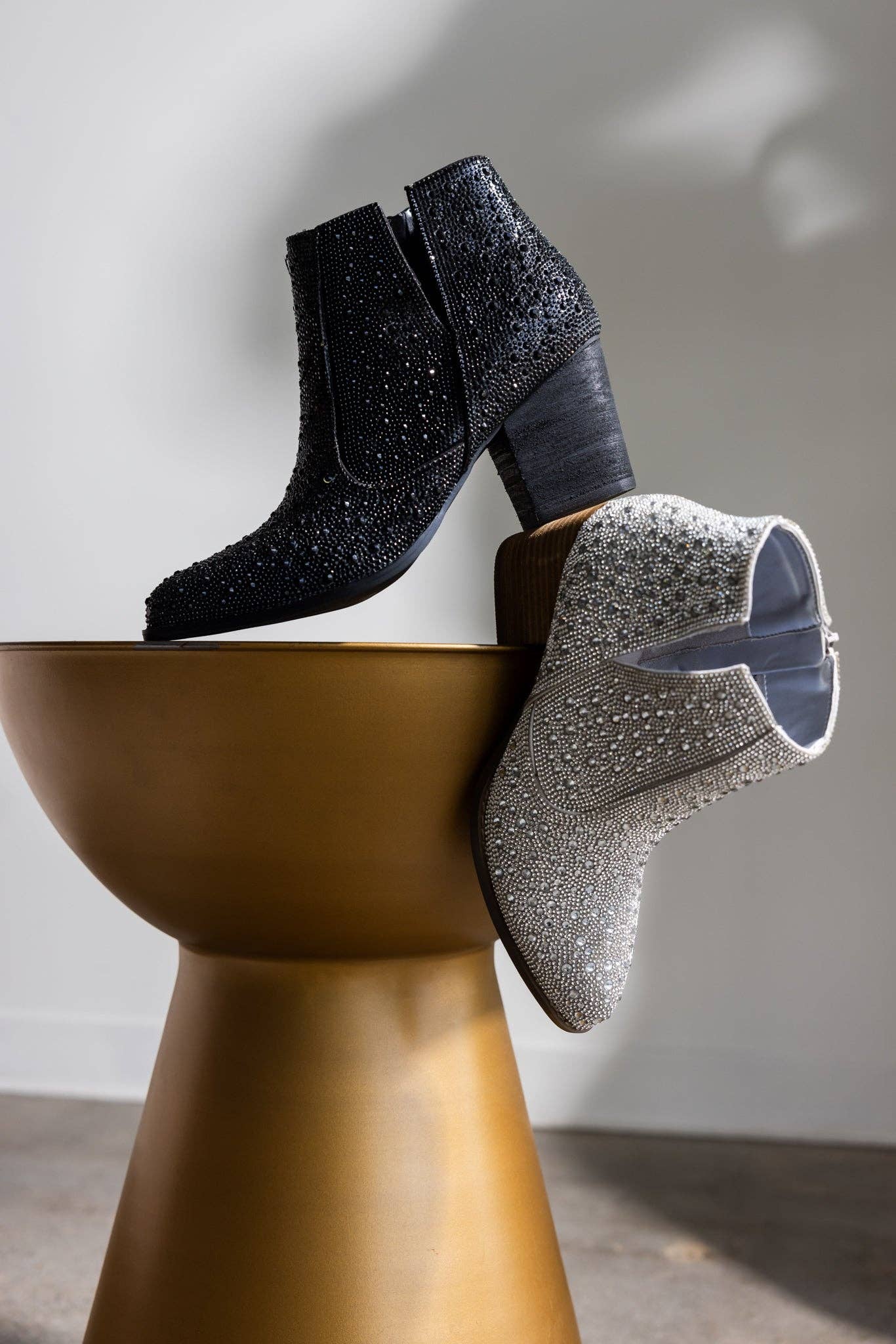 Shine Star Rhinestone Bootie in Black: 7.5