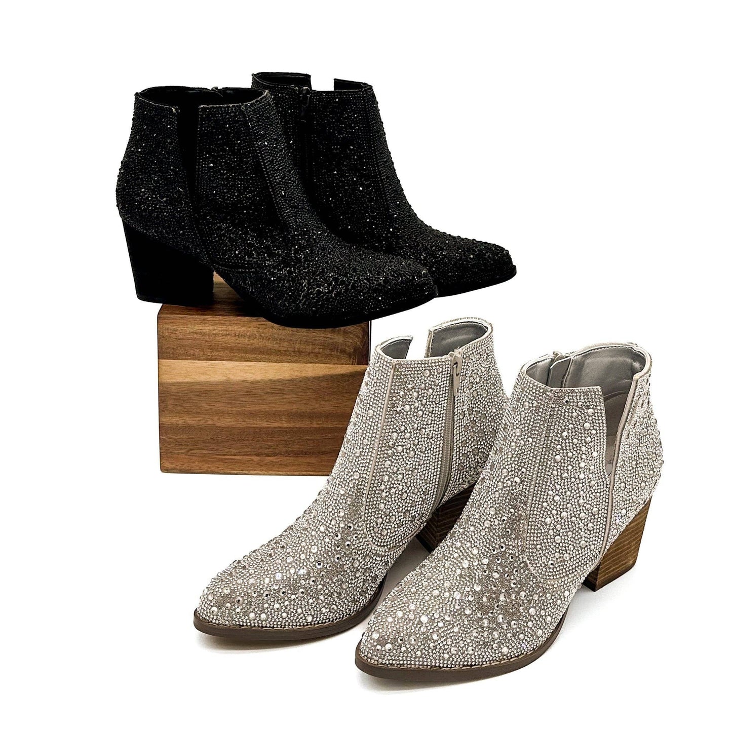 Shine Star Rhinestone Bootie in Black: 7.5