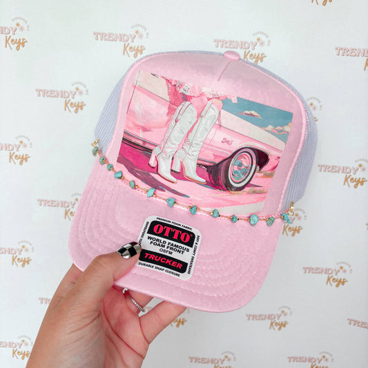 Pretty Pink Cowgirl Trucker Hat : No Chain
