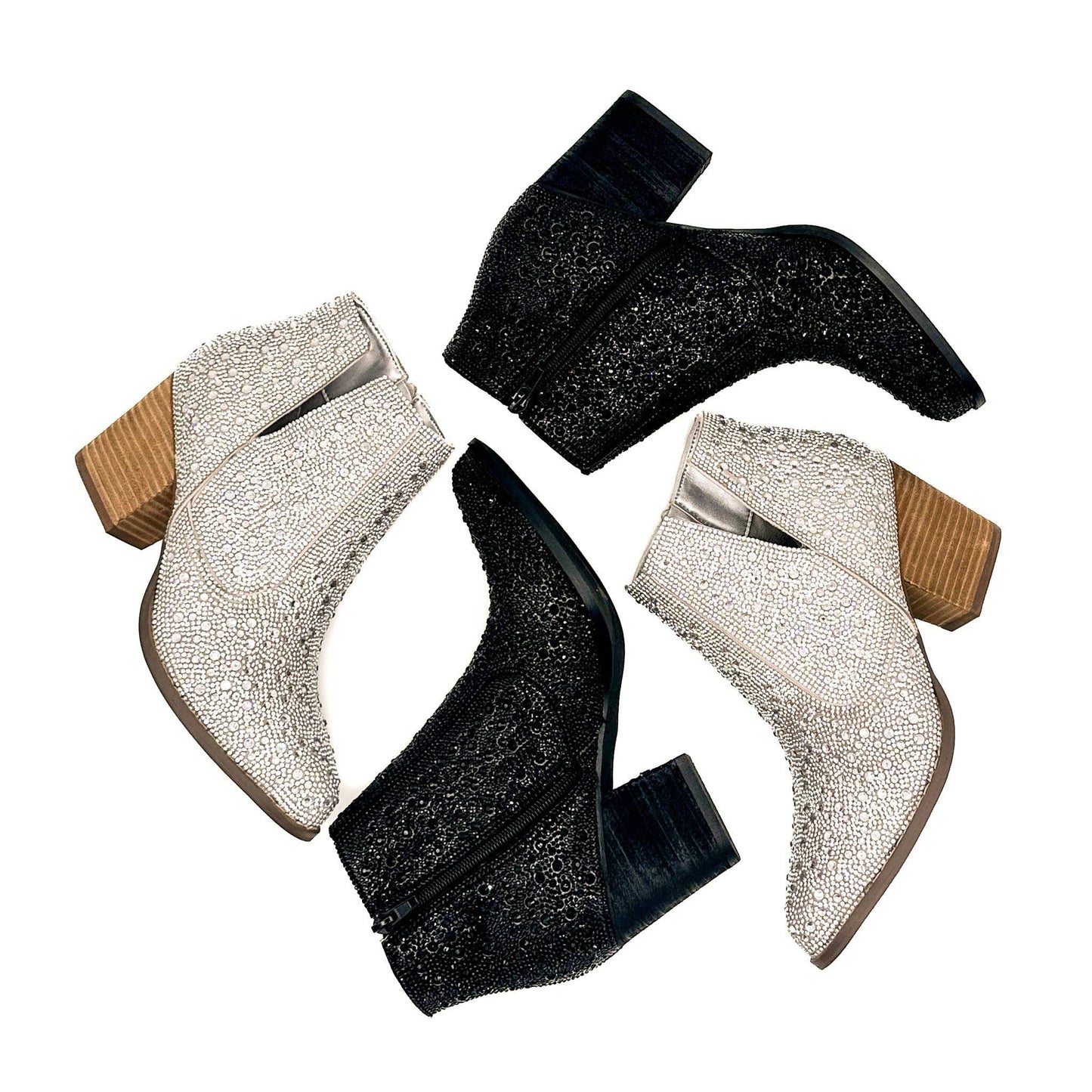 Shine Star Rhinestone Bootie in Black: 7.5