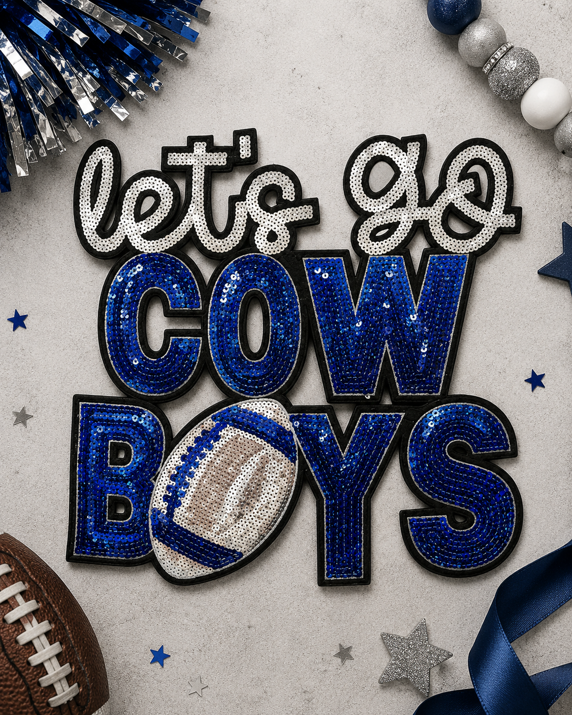 CP1244 - Let's Go Cow Boys Sequin Patch