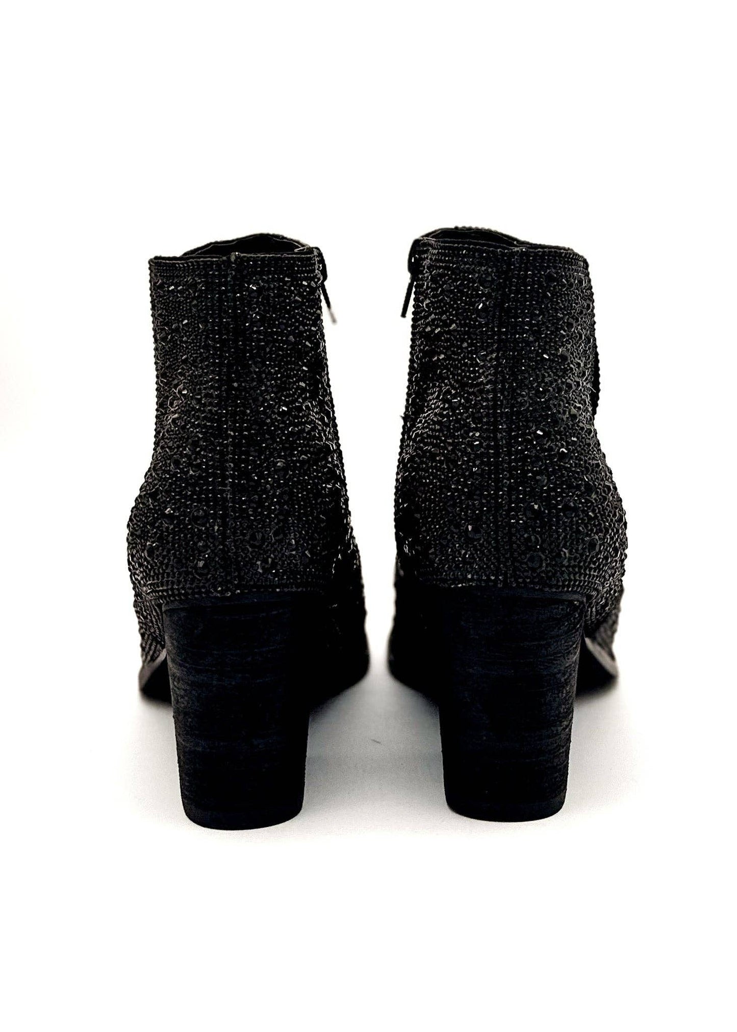 Shine Star Rhinestone Bootie in Black: 7.5
