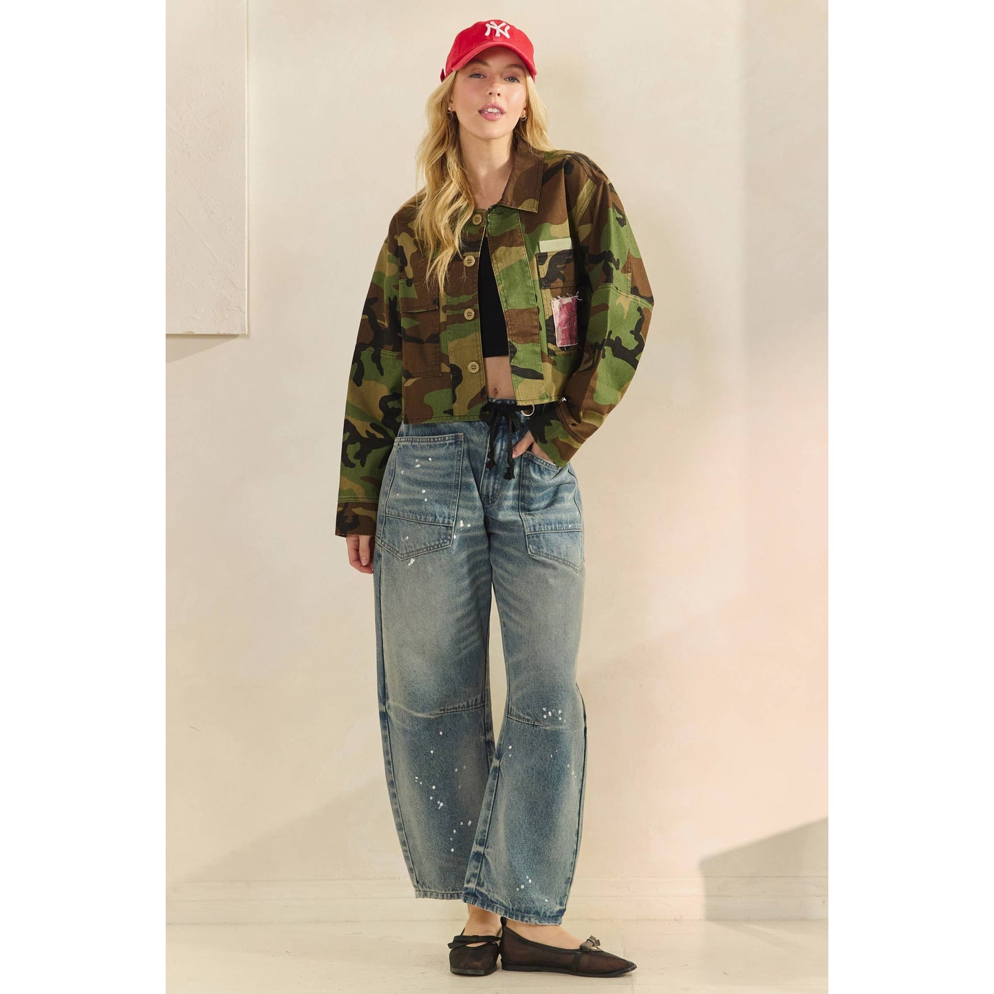 Camo Contrast Jacket: Camo Sequin