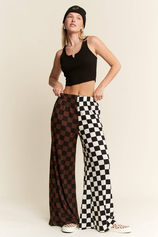 SPLIT DECISION CHECKERED PANTS: Brown/Black
