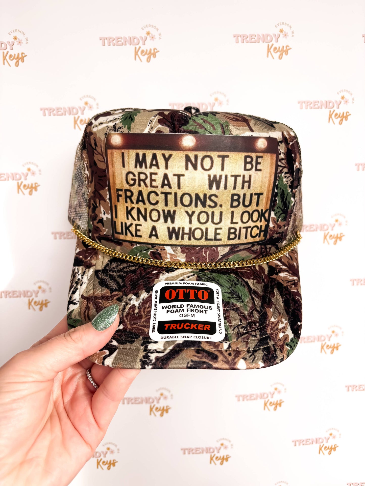 A Whole B!T%H Trucker Hat: No Chain / Camo