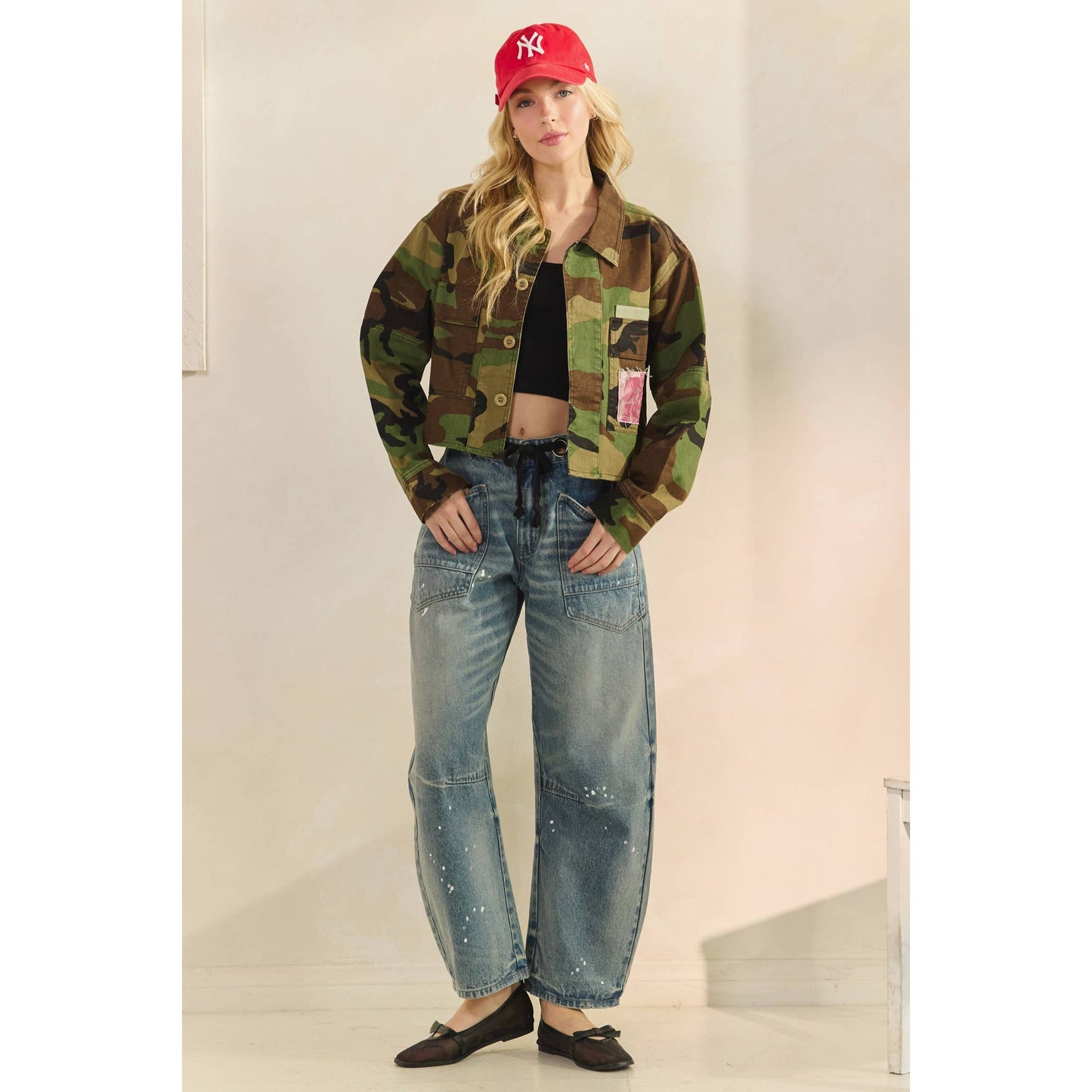 Camo Contrast Jacket: Camo Sequin
